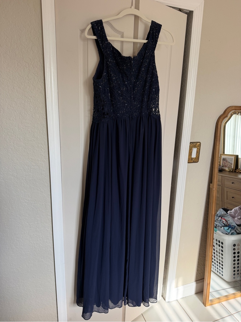 City Triangles Navy Lace Bodice Maxi Dress